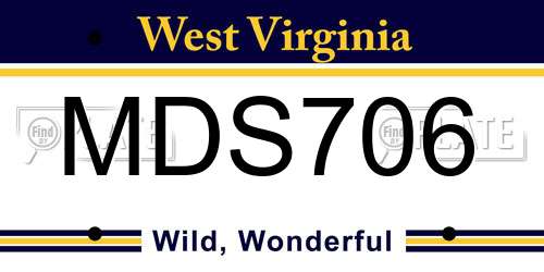 MDS706 West Virginia License Plate