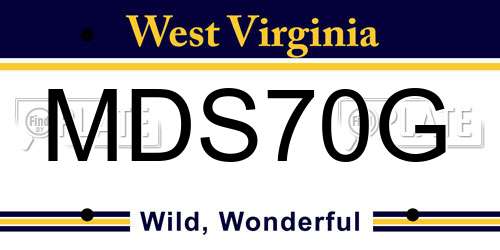 MDS70G West Virginia License Plate