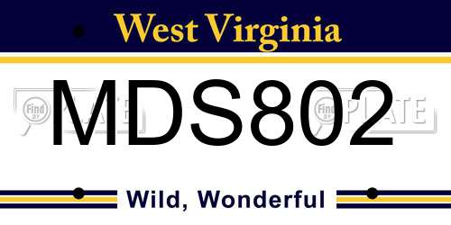 MDS802 West Virginia License Plate