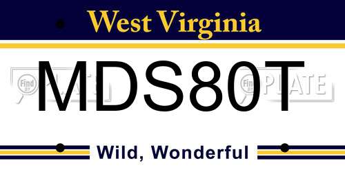 MDS80T West Virginia License Plate