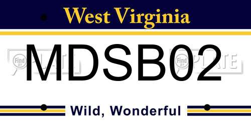 MDSB02 West Virginia License Plate
