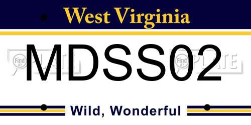 MDSS02 West Virginia License Plate