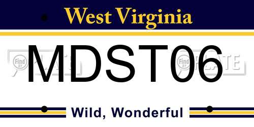 MDST06 West Virginia License Plate