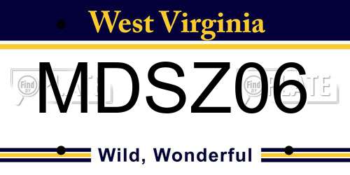 MDSZ06 West Virginia License Plate