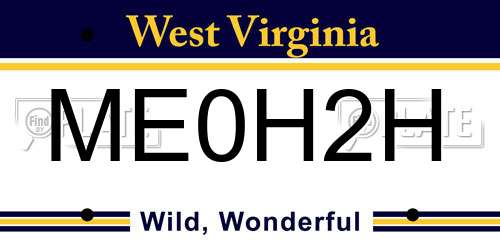 ME0H2H West Virginia License Plate