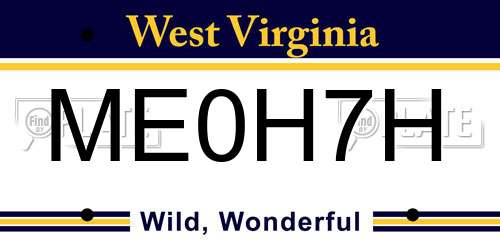 ME0H7H West Virginia License Plate