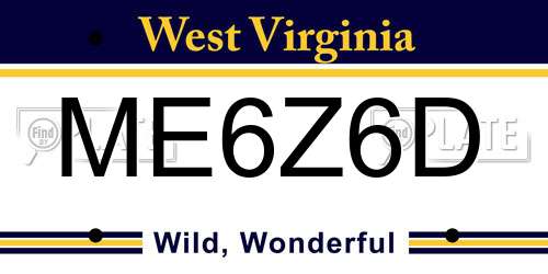 ME6Z6D West Virginia License Plate