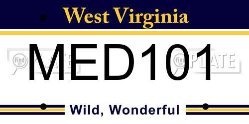 MED101 West Virginia License Plate