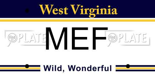 MEF West Virginia License Plate