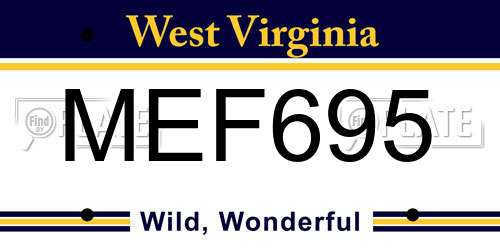 MEF695 West Virginia License Plate