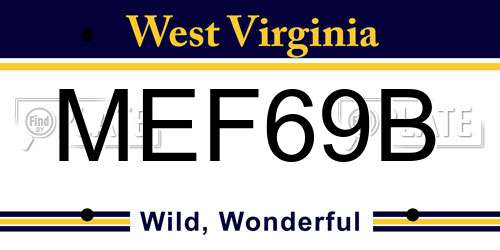 MEF69B West Virginia License Plate