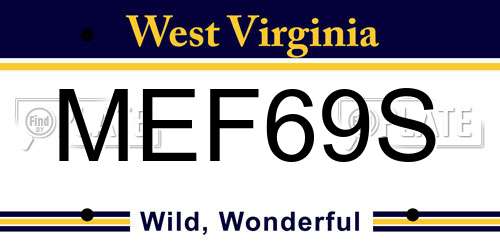 MEF69S West Virginia License Plate