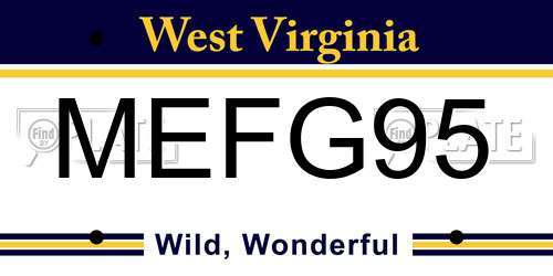 MEFG95 West Virginia License Plate