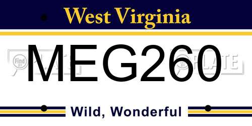 MEG260 West Virginia License Plate