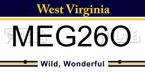 MEG26O West Virginia License Plate