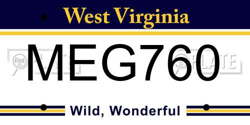 MEG760 West Virginia License Plate