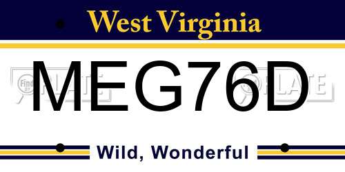 MEG76D West Virginia License Plate