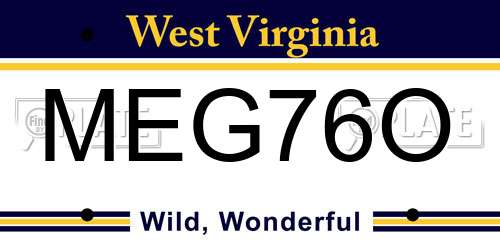 MEG76O West Virginia License Plate