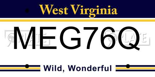 MEG76Q West Virginia License Plate