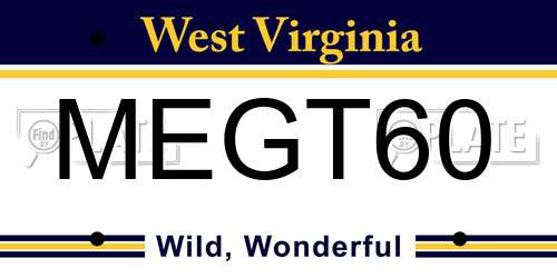 MEGT60 West Virginia License Plate