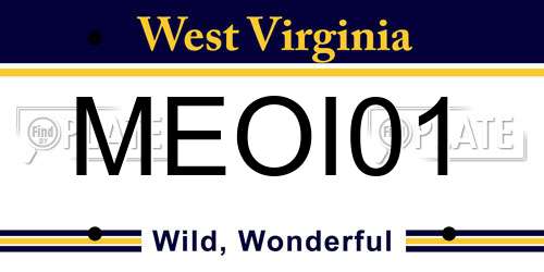 MEOI01 West Virginia License Plate