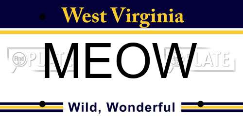 MEOW West Virginia License Plate
