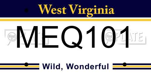 MEQ101 West Virginia License Plate