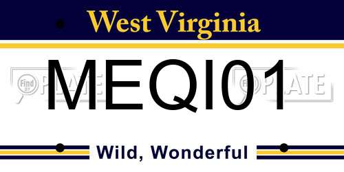 MEQI01 West Virginia License Plate