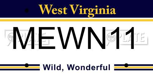 MEWN11 West Virginia License Plate