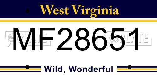 MF28651 West Virginia License Plate