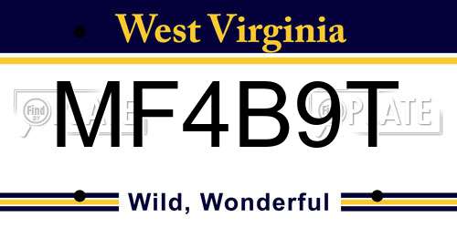 MF4B9T West Virginia License Plate