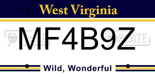 MF4B9Z West Virginia License Plate