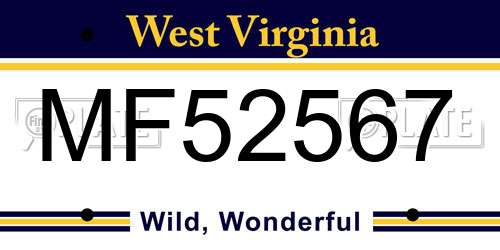 MF52567 West Virginia License Plate