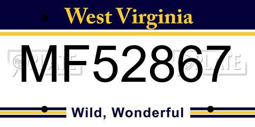 MF52867 West Virginia License Plate