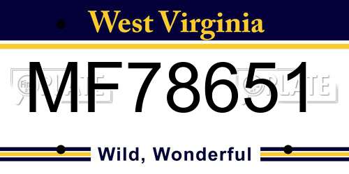 MF78651 West Virginia License Plate