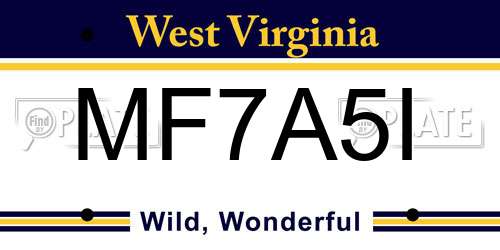 MF7A5I West Virginia License Plate