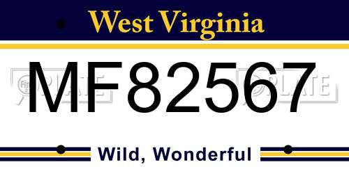 MF82567 West Virginia License Plate