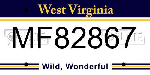 MF82867 West Virginia License Plate
