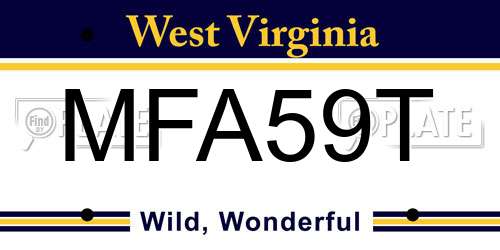 MFA59T West Virginia License Plate