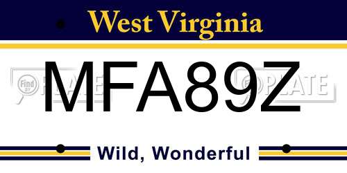 MFA89Z West Virginia License Plate