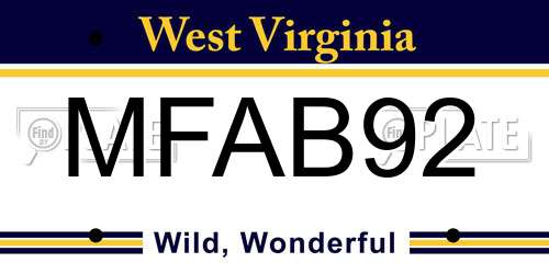 MFAB92 West Virginia License Plate