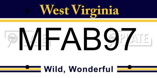 MFAB97 West Virginia License Plate