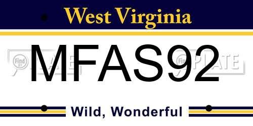 MFAS92 West Virginia License Plate