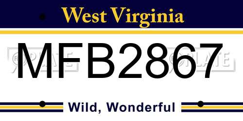 MFB2867 West Virginia License Plate