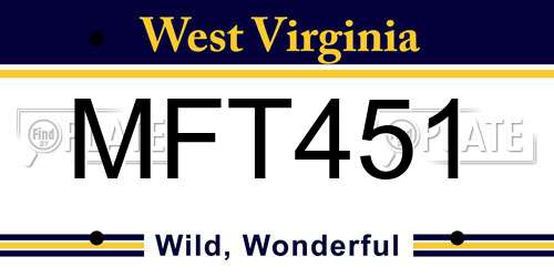 MFT451 West Virginia License Plate