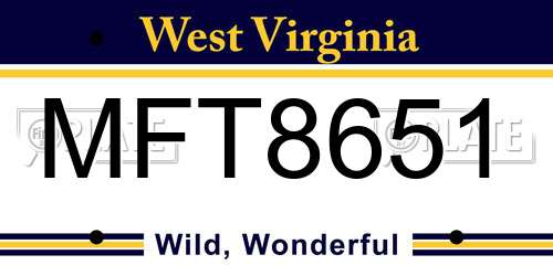 MFT8651 West Virginia License Plate