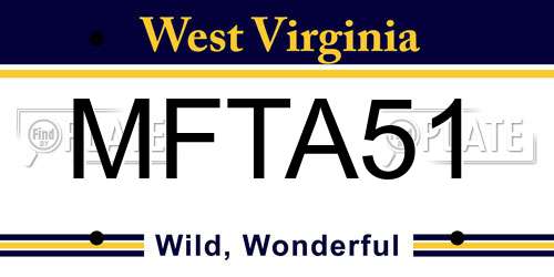MFTA51 West Virginia License Plate