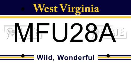 MFU28A West Virginia License Plate