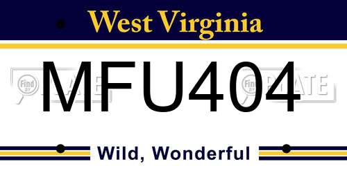 MFU404 West Virginia License Plate