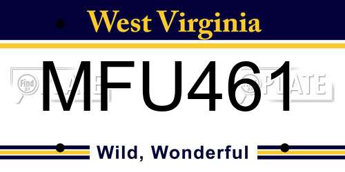 MFU461 West Virginia License Plate